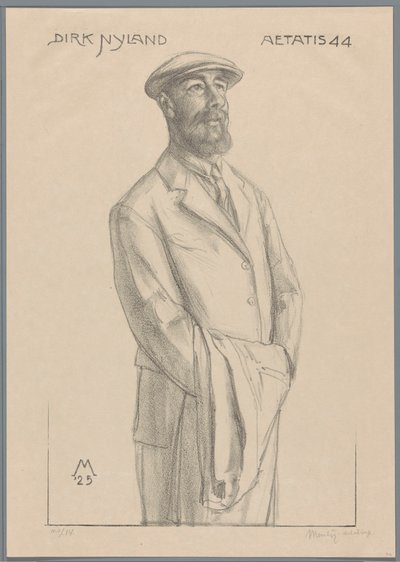Portrait of Dirk Hidde Nijland with Coat over Arm by Simon Moulijn (signed by artist)