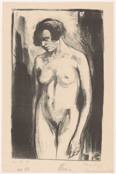 Study of a Standing Naked Woman by Simon Moulijn (signed by artist)