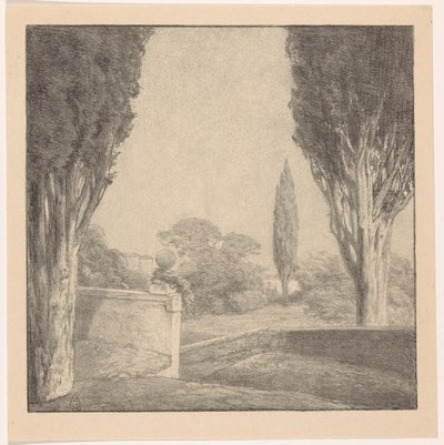 Landscape with Wall and Cypress by Simon Moulijn