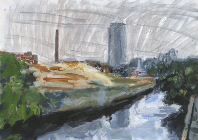River Wandle and Ram Brewery Redevelopment Site, Wandsworth, 2025 by Simon Neville