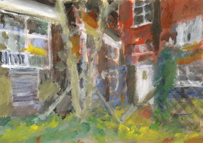 Telephone Exchange Building with Tree and Chain Link Fence, 2023 by Simon Neville