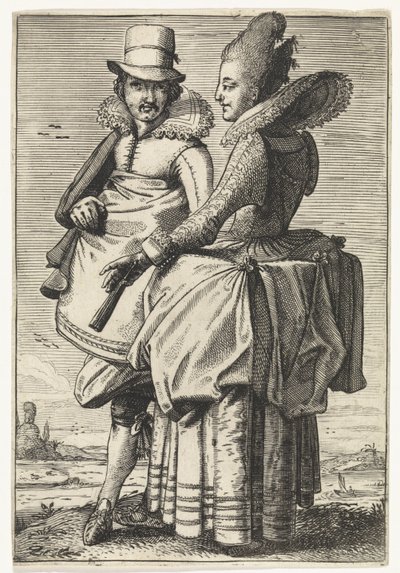 Man and Woman Dressed in Fashion of circa 1625 by Simon Poelenburg (attributed to)