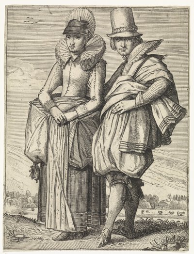 Man and Woman Dressed According to the Fashion of circa 1625 by Simon Poelenburg (attributed to)