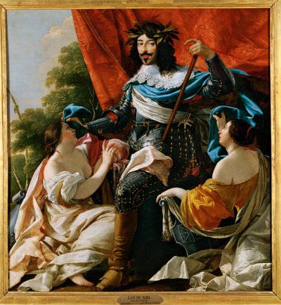 Louis XIII Between Two Figures of Women Symbolizing France and Navarre by Simon Vouet