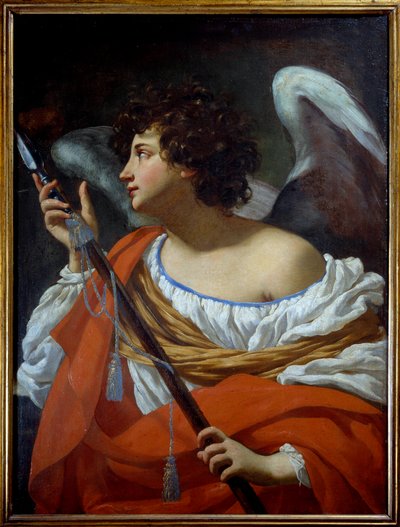 The angel carrying the spear having pierced the heart of Christ and the sponge soaked in vinegar by Simon Vouet