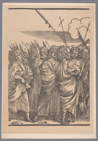 Reproduction of the third part of the print series The Triumph of Christ after Joos Lambrecht by Simonau and Toovey