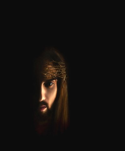 Jesus Portrait with Crown of Thorns by Simone Amon