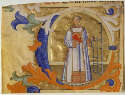 Manuscript Illumination with Saint Lawrence in an Initial C, from a Gradual by Simone Camaldolese
