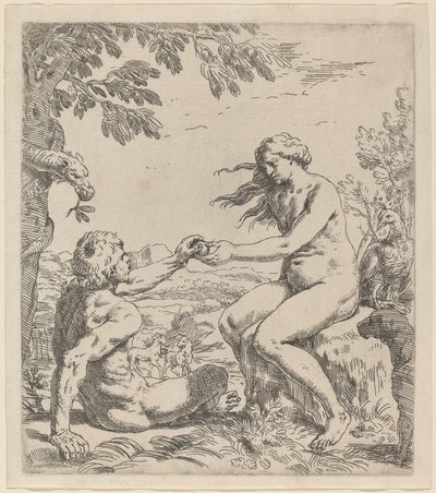 Adam and Eve by Simone Cantarini