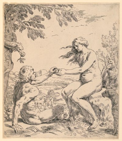 Adam and Eve by Simone Cantarini