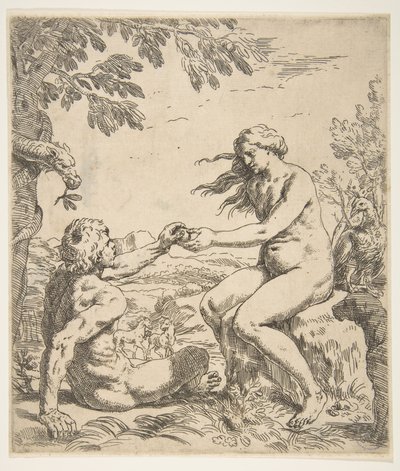 Adam and Eve by Simone Cantarini