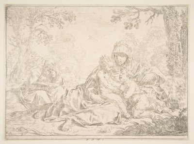 Holy Family with Saint John the Baptist, ca. 1637-1640 by Simone Cantarini