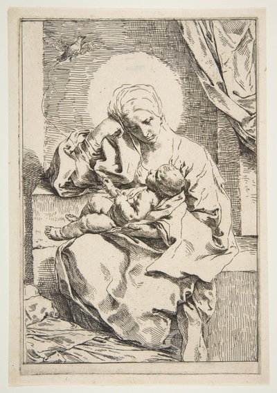 Madonna and Child with a bird by Simone Cantarini