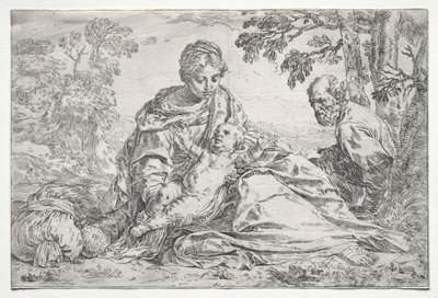 Rest on the Flight into Egypt by Simone Cantarini