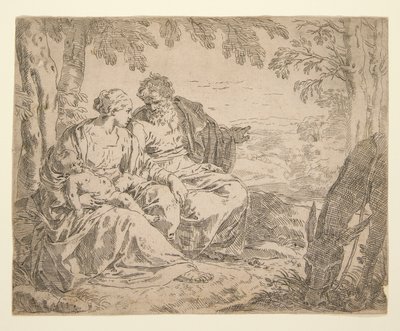 Rest on the Flight into Egypt by Simone Cantarini
