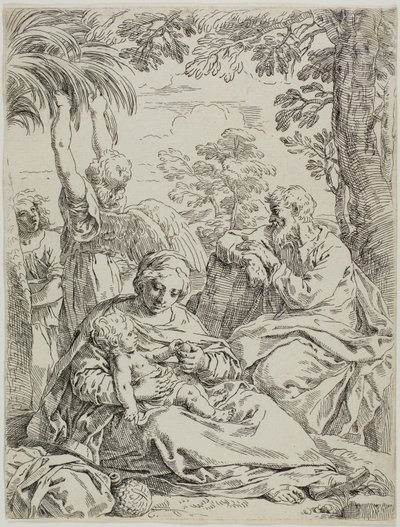 Rest on the Flight into Egypt by Simone Cantarini