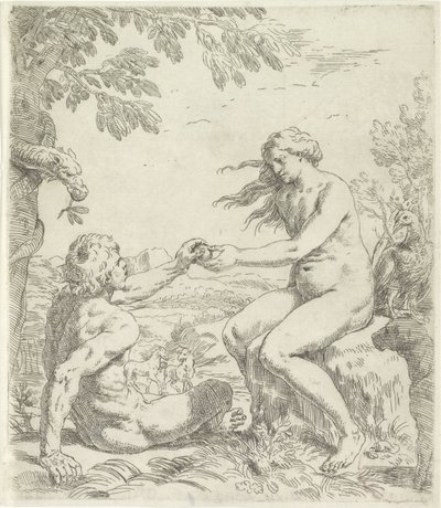 Temptation of Adam by Simone Cantarini