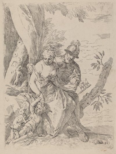 Mars, Venus and Cupid by Simone Cantarini after Veronese