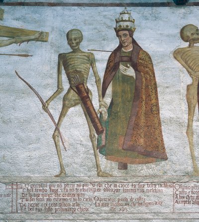 Death asking the Pope to dance (detail) by Simone II Baschenis