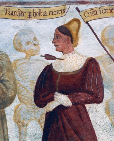 Death with the Young Woman (detail) from The Dance of Death by Simone II Baschenis