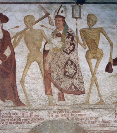 The Bishop and Death (detail) by Simone II Baschenis