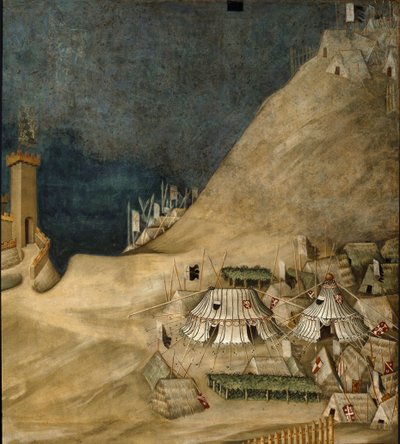 Detail of the military camp behind Guido Riccio da Fogliano, during the capture of the castle of Montemassi, in 1328 by Simone Martini