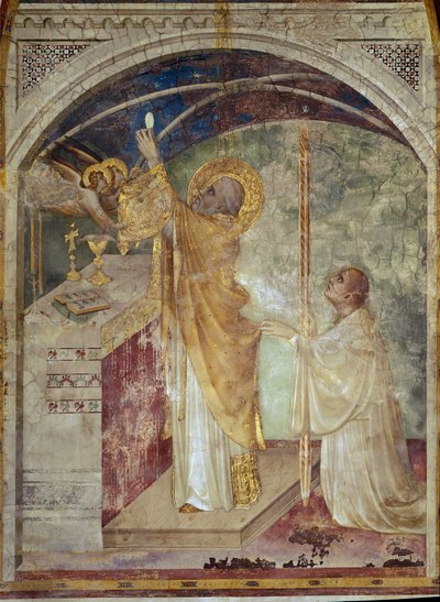 Fresco of the Life of Saint Martin. The Miraculous Mass of Saint Martin of Tours by Simone Martini