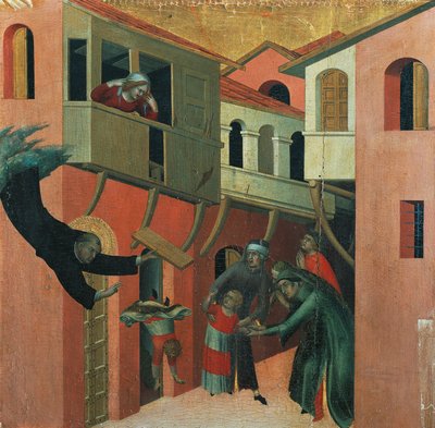 The Miracle of the Baby Who Fell from the Balcony (detail) by Simone Martini