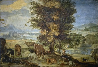 Landscape with Shepherd and Animals by Sinibaldo Scorza
