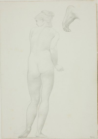 Backview of Standing Nude Woman and Sketch of a Foot by Sir Edward Burne Jones