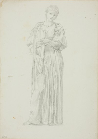 Draped Figure of Woman Playing on a Harp by Sir Edward Burne Jones