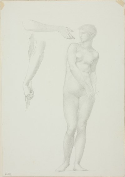 Standing Female Nude and Sketches of Arms by Sir Edward Burne Jones