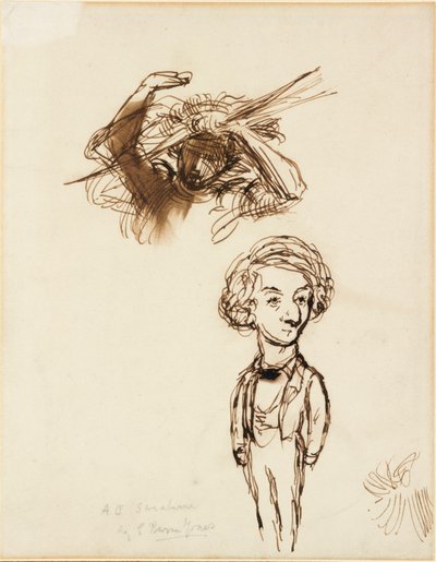 Caricature of Algernon Charles Swinburne, 1863 by Sir Edward Coley Burne Jones