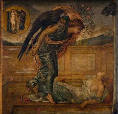 Cupid and Psyche - Palace Green Murals - Cupid Finding Psyche Asleep by a Fountain by Sir Edward Coley Burne Jones