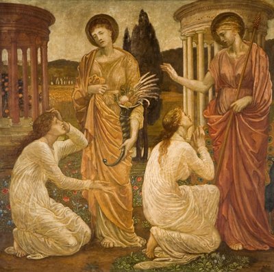 Cupid and Psyche - Palace Green Murals - Psyche at the Shrines of Juno and Ceres, 1881 by Sir Edward Coley Burne Jones
