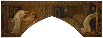 Cupid and Psyche - Palace Green Murals - Psyche Holding the Lamp Gazes on the Face of... by Sir Edward Coley Burne Jones