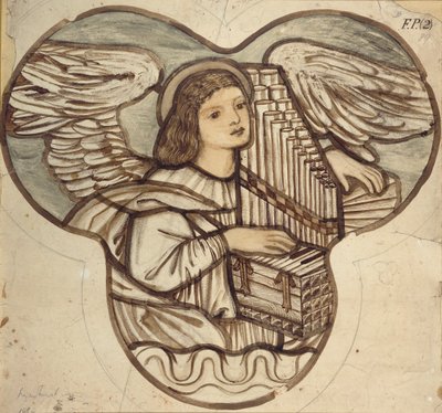 Design for Stained Glass in Lyndhurst Church: An Angel Organist by Sir Edward Coley Burne Jones