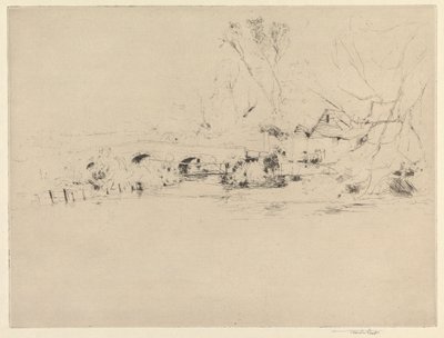 Old Mill on the Wandle, at Mitcham by Sir Frank Short