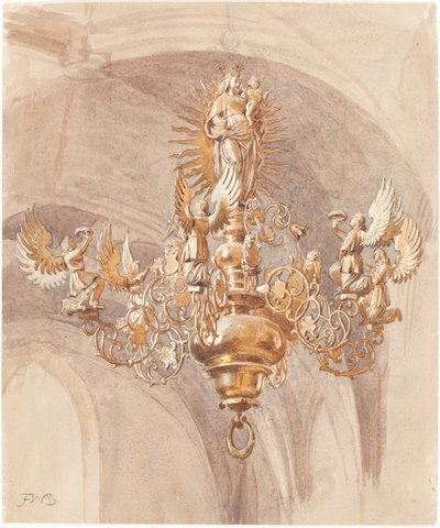 A Chandelier with the Virgin Mary Holding the Christ Child by Sir Frederic William Burton