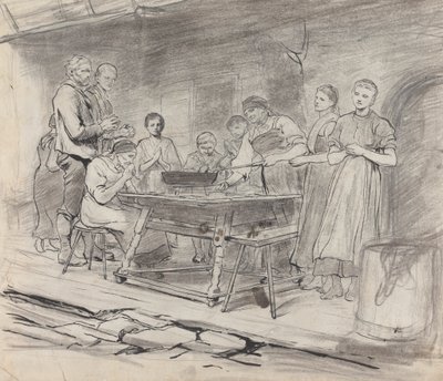Study of Women and Men Saying Grace, Before a Meal by Sir Hubert von Herkomer