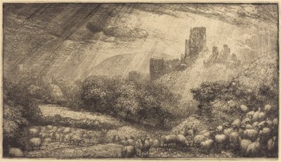 Corfe Castle: Effect of Sunshine after Rain by Sir John Charles Robinson