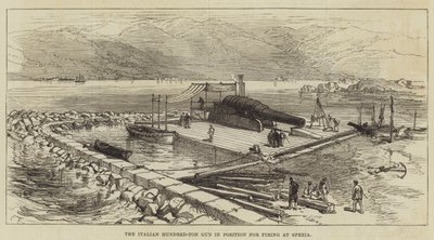 The Italian Hundred-Ton Gun in Position for Firing at Spezia by Sir John Charles Robinson