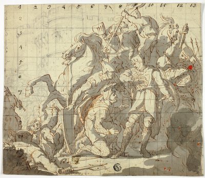 Fighting Knights Before Castle by Sir Robert Ker Porter