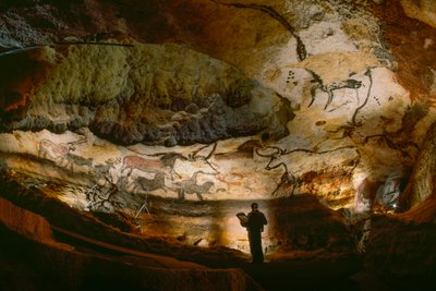 Hall of the Bulls crowd calcite walls in Lascaux Cave by Sisse Brimberg
