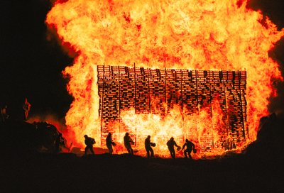 Icelanders celebrate midsummer Viking-style with fire, song and drink, 2000 (photo) by Sisse Brimberg