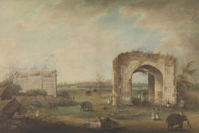 View of a Mosque and Gateway at Motijhil by Sita Ram.