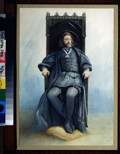 Grand Duke Konstantin Konstantinovich, as Hamlet in the Theatre play by W. Shakespeare, on February 21, 1899 by Sofia Ivanovna Kramskaya
