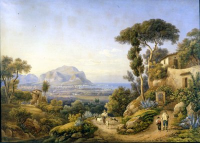 Palermo and Monte Pellegrino by Solomon Corrodi by Solomon Corrodi