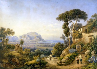 Palermo and Mount Pellegrino. Painting by Solomon Corrodi by Solomon Corrodi