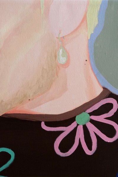 Blonde Woman Pink Flower by Sophia Novosel